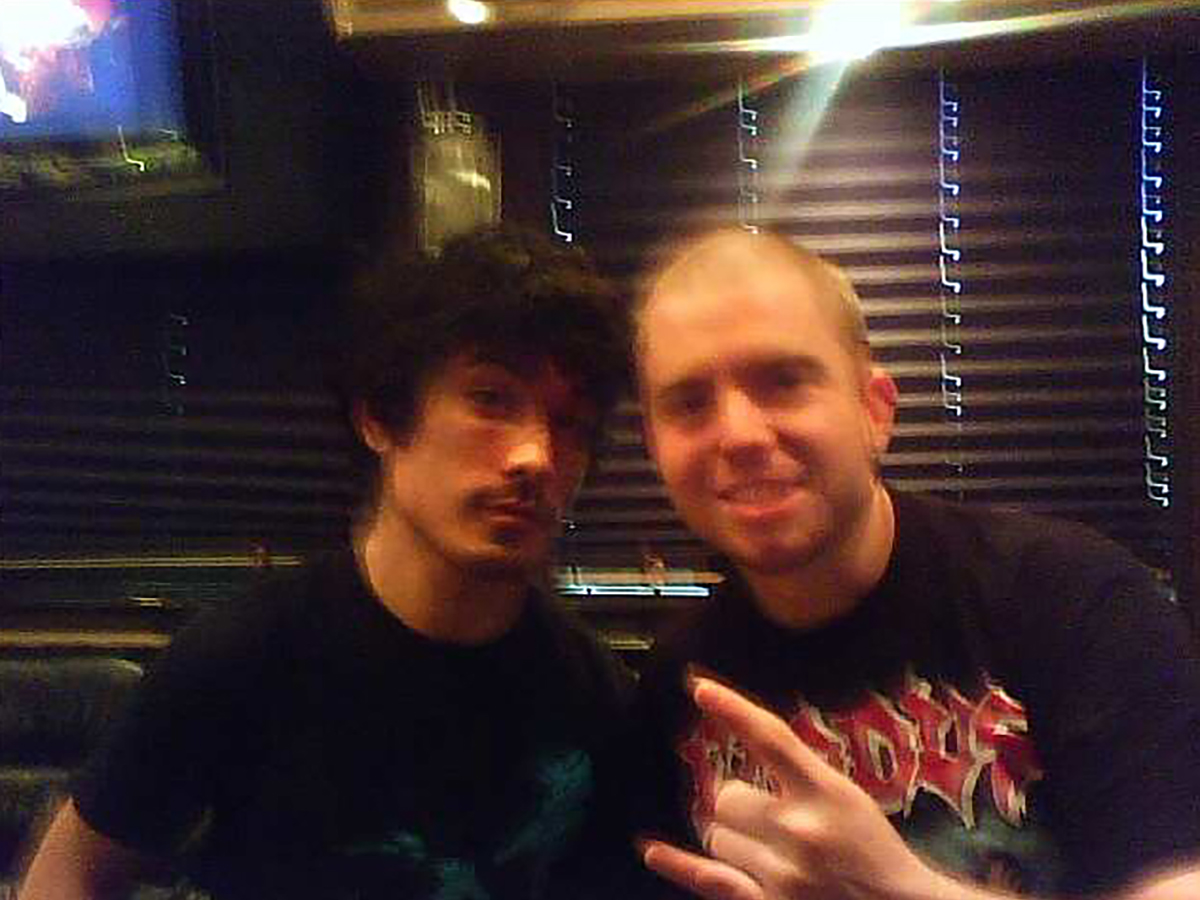 Ryan Minic with Jamey Jasta of Hatebreed during an interview in 2008
